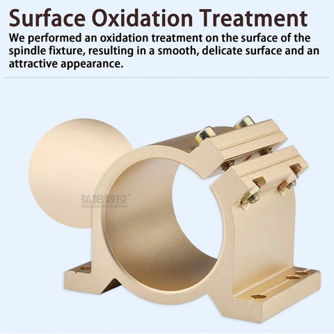 Heavy Duty CNC Router Spindle Clamp Bracket 65Mm 80Mm Frame Offering Straight Up 50Mm 63Mm Dual Hole Layout with oxidation treatment.