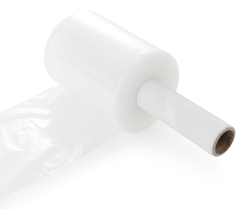 Heavy Duty Rock Solid Stretch Wrap 5 Inch By 1000 Feet Roll With Built In Handle Killer Cling Self Adhering Clear Plastic Film on a roll.