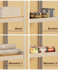 Five Tier White Metal Garage Shelving Unit With 1500 Lbs Total Capacity, 24W X 16D X 60H Storage Rack For Tools, Bins, And Heavy Duty Organization And More. White metal shelf with bins, cans, towels, and canned goods