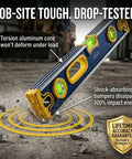 Markson 80-Inch Professional Aluminum Spirit Level - Non-Magnetic True-Flat Base, showing shock-absorbing bumpers in action.
