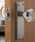 New York And Waldorf Crystal Door Knob With Plate Slick Yet Classy Tailored Style For Classic Home Decor Sparkling Crystal Knob
