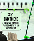 Sturdy Plastic Dumpster Lid Prop Stick With Three Foot Reach Keeps Your Grubby Paws Clean While Liftin Heavy Plastic Bins For Residential Trash Recycling Safe Sanitary Hook Makes Garbage Runs An Absolute Cinch, showing 3 foot reach with clear measurements.