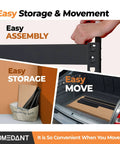 Heavy Duty 5 Tier Garage Shelving Unit With Adjustable Metal Racks parts, showing easy assembly and transport features.