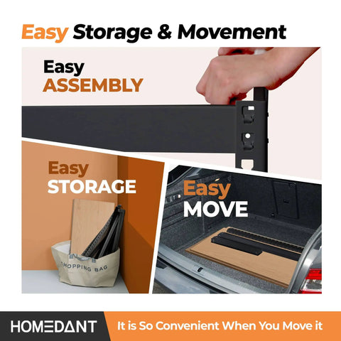 Heavy Duty 5 Tier Garage Shelving Unit With Adjustable Metal Racks parts, showing easy assembly and transport features.