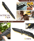 Tactical pen and knife from 14 In 1 Survival Kit For Men Gift For Him Dad Husband Emergency Gear And Equipment For Hunting Fishing Camping.
