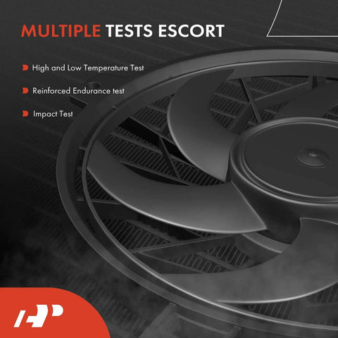 Superior Engine Radiator Cooling Fan Assembly With Brushless Motor Fits Lexus Es300h Camry Hybrid Avalon 2018 To 2022 showing blade design with testing indicators.