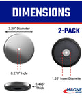 Ceramic Round Base Magnets Pack With Serious Hold, Heavy Duty 95 Lb Pull Each, Nickel Plated, 3.20 Inch Diameter, 2 Pack