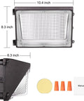 Crazy Bright 90W Outdoor LED Wall Pack With Dusk To Dawn Photocell, IP65 Waterproof, includes dimensions and accessories