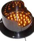Pro Grade Twelve Volt LED Traffic Light Wall Lamp Features Sun Visor And Rock Solid Three Color Switching Design showing bright orange LEDs in housing.