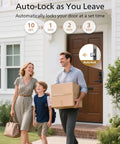 Fingerprint Smart Lock With Keyless Entry For Front Door Auto Locking Deadbolt PIN Pad And App Control Long Battery Life Up To Nine Months No Hassle Install Secure Home Convenience installed on wooden door.