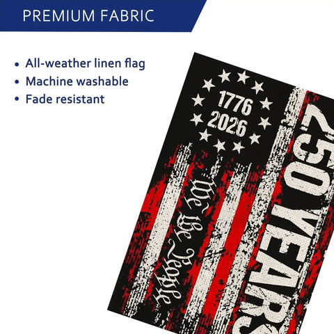Double Sided 250th Anniversary USA Garden Flag We The People 1776 2026 Patriotic 12x18 Inch Waterproof Outdoor Yard Sign
