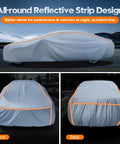 All Weather Waterproof Car Cover With Six Layer Protection, Universal Fit For Sedans, Reflective Strip Design