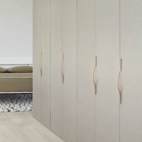 Low Profile Brushed Brass Cabinet Pulls Set With Double Hole Centers For Drawers And Wardrobes, Sleek Modern Wardrobe Installation