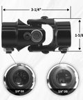 3/4 Inch Double D Steering Universal Joint Black Steel Shaft 83mm Length Single U Joint Direct Replacement Under The Steering Wheel 35 Degree Maximum Angle 4000 RPM Fits 3/4 Inch DD On Both Ends, diagram showing dimensions and DD ends