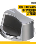 Knob Assembly For Speed Queen And Maytag Dryers Replacement Part AP6339803 PS16995756, shown in metallic finish, front view