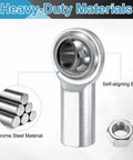 Four Pack CF3 Rod End Bearings With Three Sixteenths Inch Bore And Ten Thirty Two Right Hand Female Threads Self Lubricating Joint Rod Ends With Jam Nuts For Heavy Duty Linkage And Machinery Projects Chrome Steel Construction self-aligning ball and jam nut