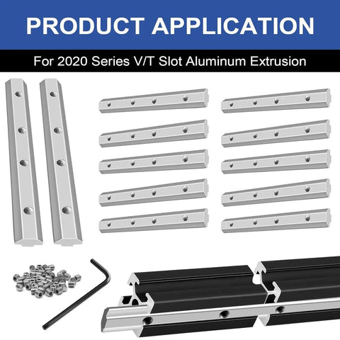 12 Pack 2020 Aluminum Extrusion Corner Brackets And Straight Connectors Kit With T Slot Screws For 8020 Aluminum Profile Frames