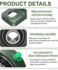 Image showing Self Aligning Pillow Block Bearing With One And One Eighth Inch Bore, Solid Cast Iron Base, Chrome Steel Flange Mounted, ABEC 3 Precision, Includes M3 Wrench And Grease Nipple Cap with high-performance cast steel housing, self-aligning capability, and pre-lubricated grease nipple.