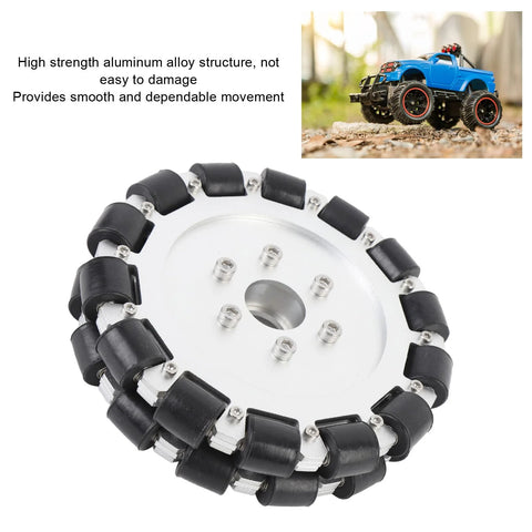 Mecanum wheel with aluminum alloy hub and 19mm black rollers, 6 inch diameter for 152mm robots