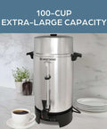100 Cup Commercial Coffee Urn With Automatic Temperature Control Fast Brewing Easy Clean Up NSF Approved Large Capacity Silver