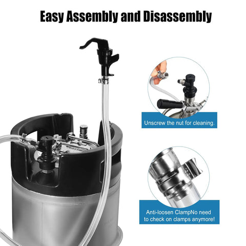 3 Foot Ball Lock Beer Line Kit For Corny Keg With Quick Disconnect Picnic Tap Valve and Clamps Assembly