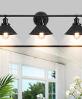 Farmhouse Vanity Lights Two Light Over Mirror Bathroom Fixture Matte Black Wall Sconces With Metal Shades For Rustic Modern