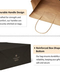 Details of Bulk 25 Pack Black Kraft Gift Bags With Handles 5.25x3x8 Inches Eco Friendly Recycled Paper, handle design and reinforced bottom