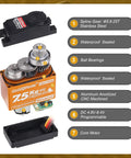 Waterproof 7.5Kg High Torque RC Micro Servo with metal gears exposed, highlighting stainless steel spline gear and waterproof seal.