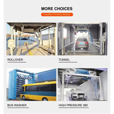 Heavy Duty Full Auto Car Wash Machine Non Contact High Pressure Cleaner With Air Dryer in a busy car wash setting.