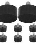 8 Piece Adjustable M6 Screw In Rubber Furniture Leveling Feet With No Slip Anti Vibration Dampening For Tables And Chairs In Bedrooms And Living Rooms, black rubber feet set