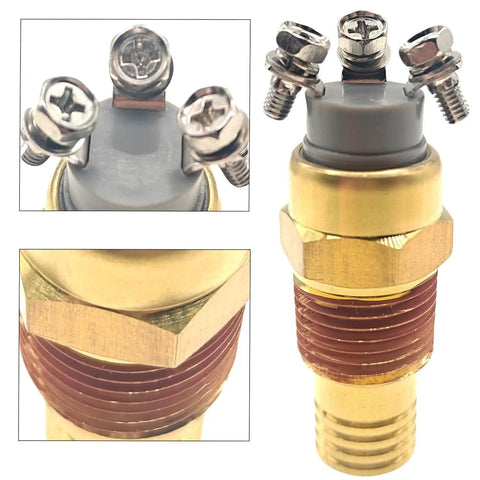 195 Degree Fahrenheit Temperature Switch For Trucks Trailers And Buses Half Inch NPT No NC Fan Clutch Control Sensor Replaces OEM 8037050P And NAV 1685132C92 Easy Install Heavy Duty Rig Ready brass temperature switch with three screw terminals, 1/2 NPT