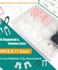 Massive 200 Piece Fuel Line Retainer Clip Kit With 11 Sizes Nylon Clips for Ford GM Chrysler Repair, organized in box