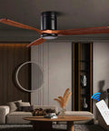 Low Profile 52 Inch Outdoor Ceiling Fan With Remote Control 6 Speeds Whisper Quiet DC Motor Weather Resistant Flush Mount