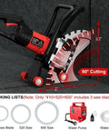 Built like a Tank Electric Ring Saw 110V 8900W Concrete Wall Cutter displayed with angled diamond blade and water pump.