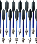 Compact Aluminum Crossbow Bolts With Replaceable Razor Sharp Broadhead Tips For Field Hunting And Target Practice 12 Pack Blue