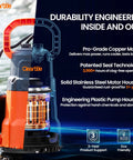 Beefy Submersible Sump Pump With Tethered Float Switch One Quarter Horsepower Utility Water Pump Copper Motor Electric Drain Pump