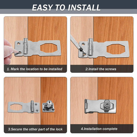 2 Pack Keyed Hasp Locks 2.5 Inch Twist Knob Locking Hasp installation steps for small doors and cabinets
