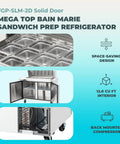Heavy Duty Kitchen Bad Boy Commercial Sandwich Prep Refrigerator With Bain Marie Well And Eighteen Pan Capacity Built Like A Tank For Serious Meal Prep And Top Tier Cold Storage, showing stainless steel top with pan slots.