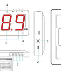 Diagram of Sound Level Meter With Large LCD Display 9.6 Inch Screen 30 To 130 DB Range Wall Hanging Design Accurate Noise Measurement