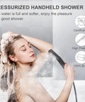 Woman using Dope Matte Black Shower Faucet Set With 10 Inch Luxury Brass Rain Shower Head And Handheld Spray High Pressure