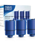 Faucet Filter Replacement For PUR Plus Water Filtration, RF-9999 Compatible, 3 Pack, blue cartridges in front of packaging