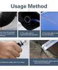 Hella Durable Handheld Fuel Transfer Pump With Leak Proof Check Valve process steps, rubber bulb adapter in use for gasoline dispensing.