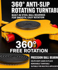 Professional Grade Heavy Duty Industrial Machinery Movers 26455 Lb Capacity Stainless Steel Equipment Skates With Handle showing 360° anti-slip turntable.