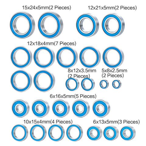 Straight Fire 27 Piece Wheel Hub Steel Sealed Bearing Kit Featuring Deep Groove Ball Bearings And Heavy Duty Rubber Seals For Smoother Cruising And Zero Friction Upgrades On 1 10 Rc Builds