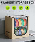 2 Tier Metal Filament Dry Storage Box With Leather Cloth Cover Holds Up To 20 Spools for home and workshop printers on table