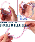 Dental Cheek Retractor Mouth Opener For Teeth Whitening C Shape Autoclavable Clear Pink 3 Pack Small Medium Large Sizes BPA Free For Quick Inside Peek And Sterilization, pink plastic