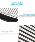 Close-up of two large crinkle cutters with heavy-duty stainless steel blades and black ergonomic non-slip handles.