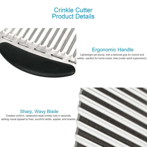 Close-up of two large crinkle cutters with heavy-duty stainless steel blades and black ergonomic non-slip handles.