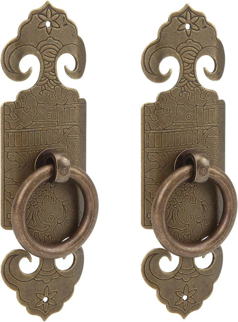 Vintage Brass Cabinet Pulls For Drawers And Doors, Double Open Vertical Retro Handle With Fish Pattern, Durable Shoe Cabinet Wardrobe Drawer Knob, Classic Hardware That Delivers A Solid Old School Look