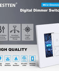 Ultra Slim Digital Dimmer Switch With Air Gap Cut Off, white, 3 button control, wall plate, ETL listed, high quality design